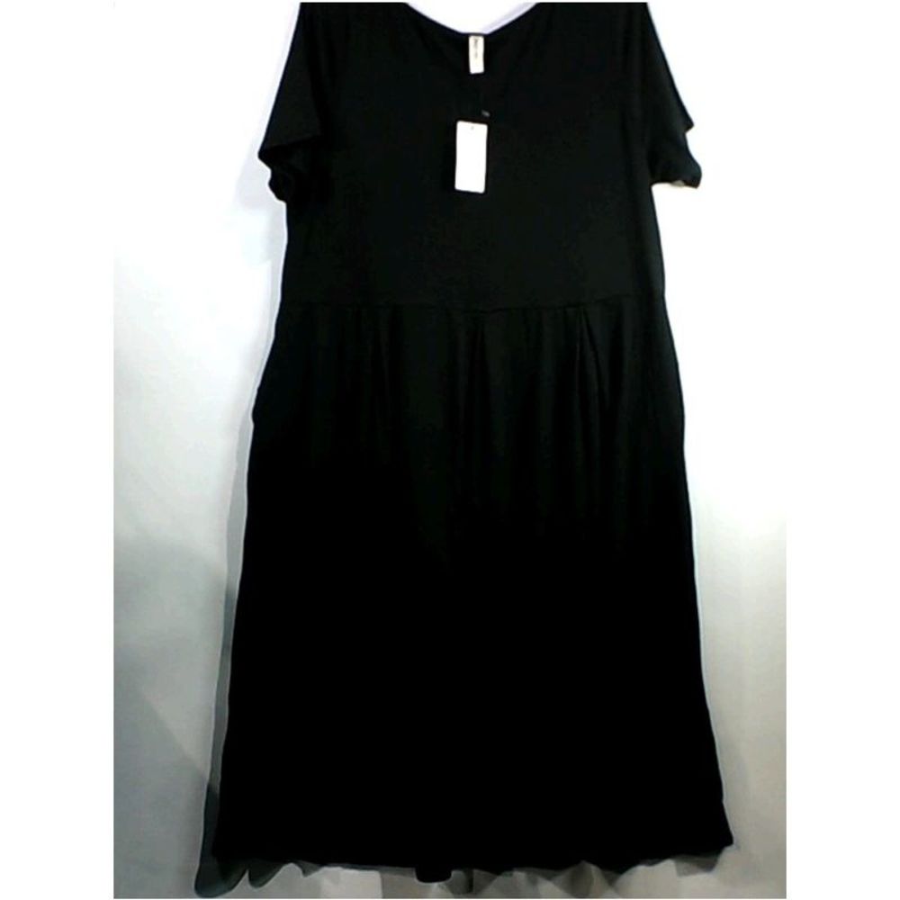 24seven Womens K9FF Regular Short Sleeve Casual Dress, Black, Size X-Large